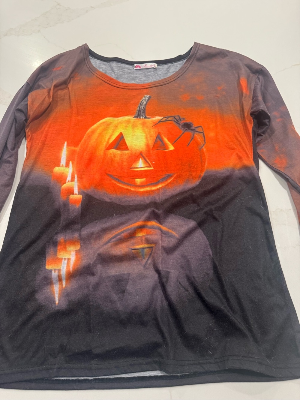Women's Halloween Pumpkin Long Sleeve Tee by